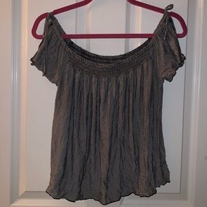 Off the shoulder tie-sleeve top